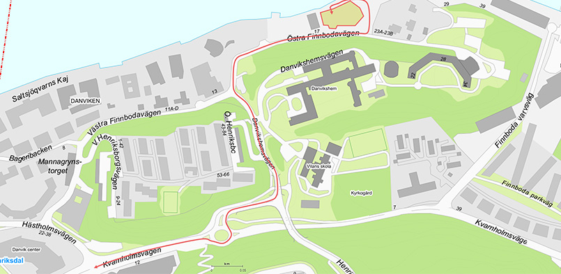 Kartbild över etableringsområdet i Finnboda.