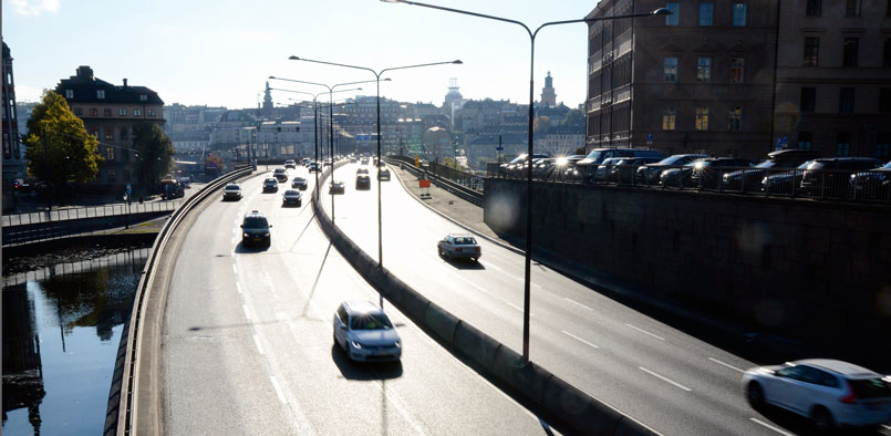 Bilar på centralbron i Stockholm